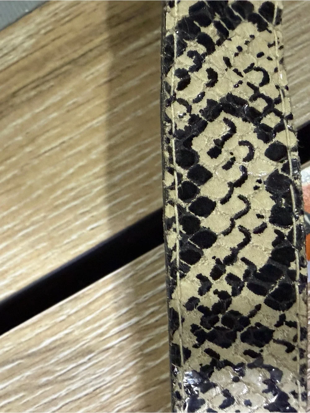 Vintage Made in USA Snake Print assumed Leather Shoulder Bag Baguette Purse 90s